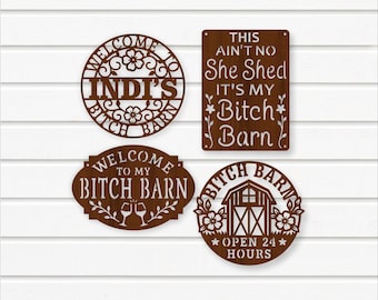 „Bitch Barn“ SVG-Bundle: Lustige Schilder für den Schuppen zum Laserschneiden und zur Wanddekoration