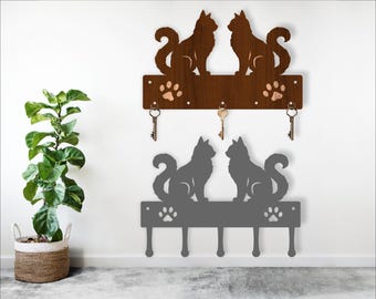 Cats Key Holder Laser Cut File: Wood & Metal Designs (Digital Download)