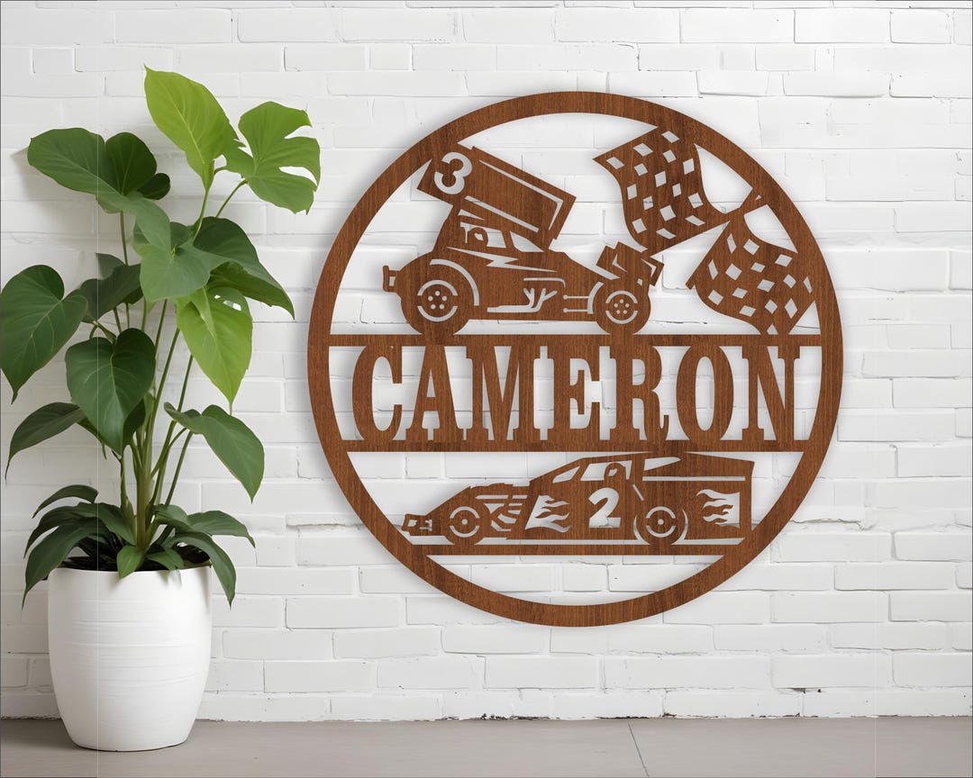 Dirt Car Racing Name Sign: Laser Cut Vector Template (digital Download ...