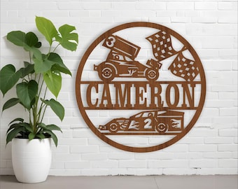 Dirt Car Racing Name Sign: Laser Cut Vector Template (Digital Download)