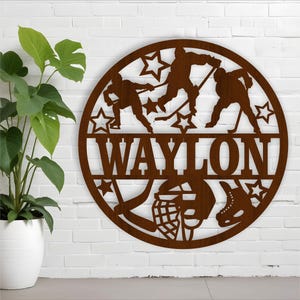 Eishockey Herren Namensschild, SVG, Tür- oder Wandbehang für Männer, Laser geschnittene Vorlage, sofortiger Download Vektordatei Ai, Cdr, Dxf