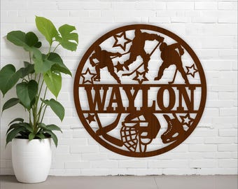 Ice Hockey Name Sign: Laser Cut Sport Wall Decor (Digital Download)