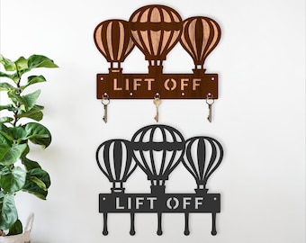 Hot Air Balloon Key Holder SVG: Laser Cut Design for Wood or Metal
