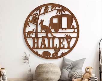 Australian Caravan Name Sign: Aussie Camping Decor Laser Cut File (SVG, Ai, Cdr, Dxf)