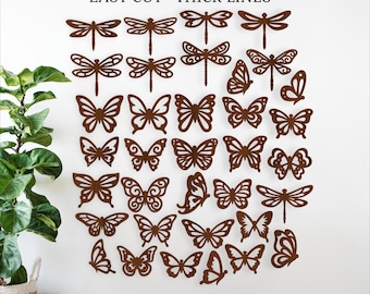 Simple Butterfly SVG Bundle Thick Line Easy Cut Laser Cricut Glowforge Files (Digital Download)