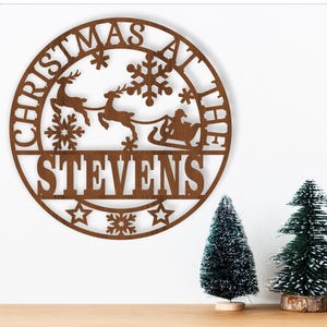Weihnachten am Namensschild, SVG, Tür- oder Wandhänger mit Laser-Schnitt-Vorlage, sofortiger Download, Vektordatei Ai, Cdr, Dxf
