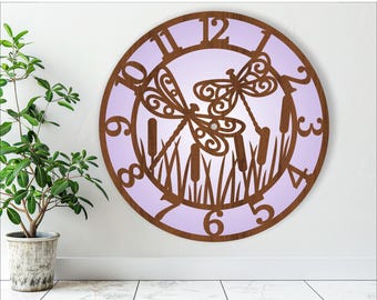 Dragonfly wall clock laser cut files SVG (Digital Download)
