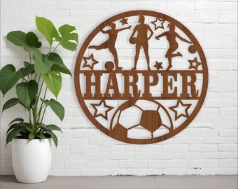 Soccer Name Sign: Laser Cut Sports Decor (Digital Download)