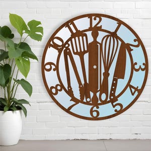 Kitchen Tools Wall Clock Laser Cut File (Digital Download)