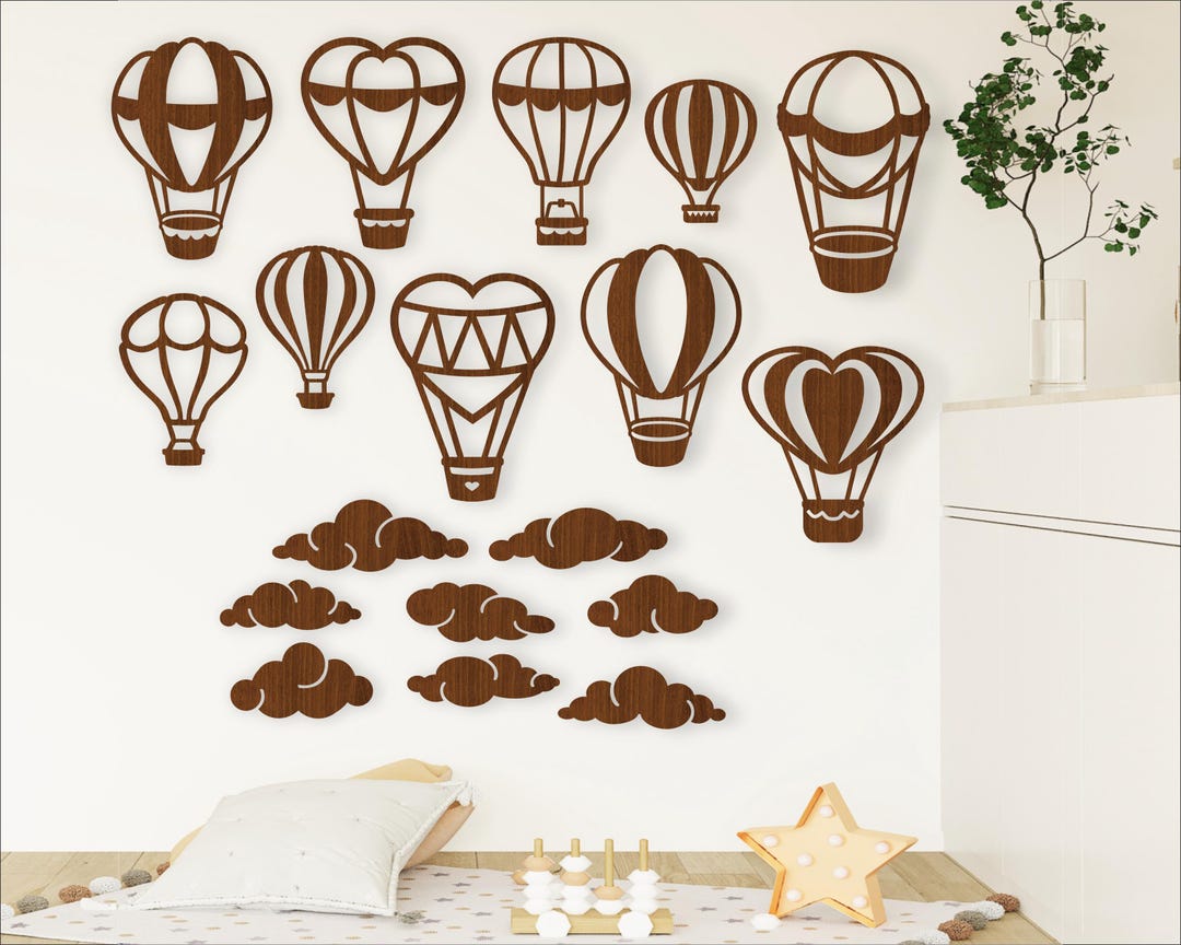 Hot Air Balloon & Cloud Laser Cut Designs: SVG Vector Files (digital ...