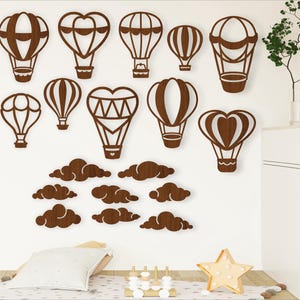 Ontwerpen van heteluchtballonnen, 10 lasergesneden vormen SVG-vectorbestand, ai, cdr, dxf direct downloaden. uitsnijdingen met details