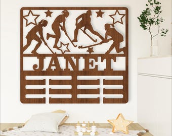 Field Hockey Female Medal Holder SVG: Laser Cut Template (Digital Download)