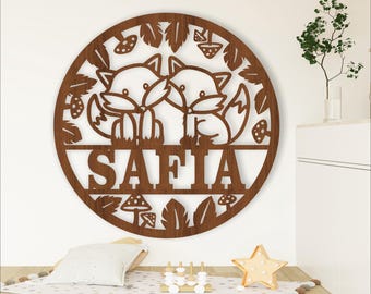 Fox Name Sign: Laser Cut Animal Wall Decor SVG (Digital Download)