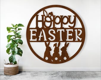 Hoppy Easter Sign Laser Cut File: Bunny Wall Art (Digital Download)