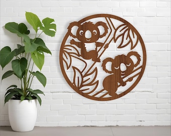 Koala Wall Art: Laser Cut Animal Theme (Digital Download)