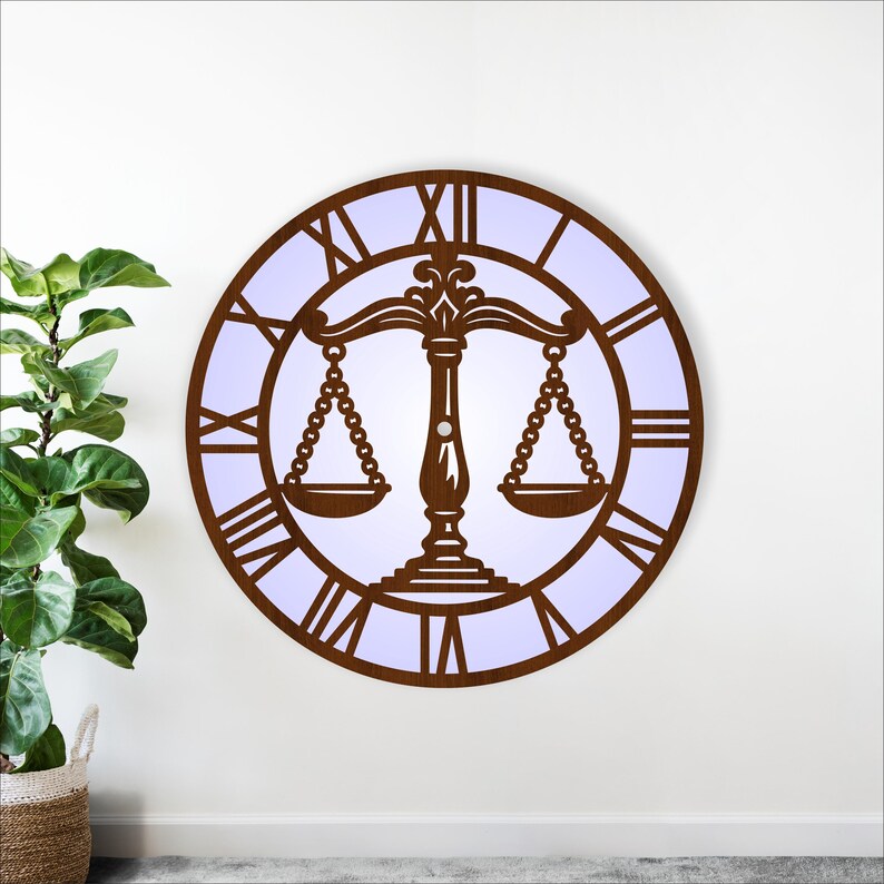 Lawyer Scales Justice Clock SVG , Laser Cut Legal Office Wall Decor ...