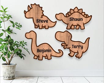 Dinosaur Name Sign SVG Template: Two-Layer Laser Cut File (Digital Download)
