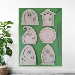 Fairy Doors SVG: tweelaagse lasergesneden bestandssjabloon met vensters en details (digitale download)