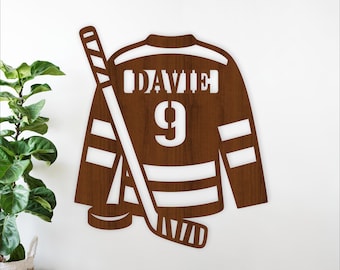 Ice Hockey Name Sign SVG - Custom Number, Sport Theme Personalized Wall Art (Digital Download)