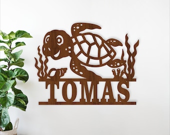 Turtle Name Sign SVG - Ocean nursery Personalized Laser Cut Decor (Digital Download)