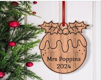 Christmas pudding Ornament SVG laser cut, instant download Pdf, Dxf, Ai and Cdr template.