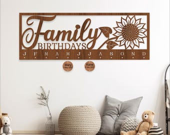 Sunflower Family Birthday Calendar SVG Laser Cut File (Digital Download)