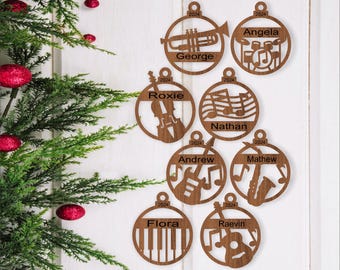 Music Instrument Christmas Ornaments: Laser Cut SVG Template (Digital Download)