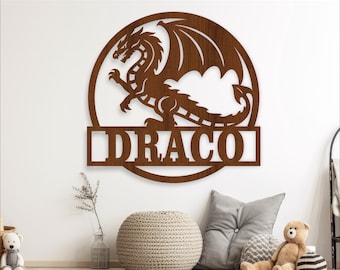 Dragon Name Sign: Fantasy Door Hanger, Laser Cut Template (Digital Download)