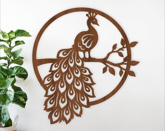 Peacock Wall Art SVG - Laser Cut Peacock Bird Home Decor (Digital Download)