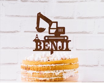 Personalized Digger Cake Topper: Construction Theme, SVG DXF Template (Digital Download)