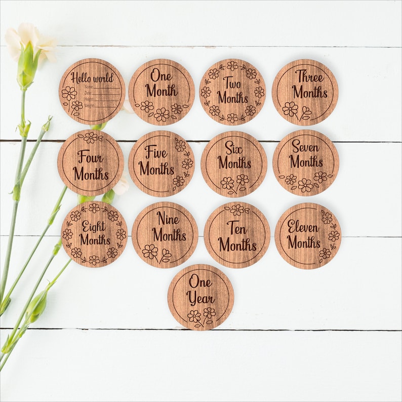 Baby Milestone Discs Daisy Floral SVG, Monthly Milestones Laser Cut ...