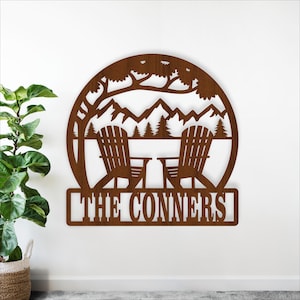 Nom de la maison montagne signe SVG - décoration de cabine découpée au laser - chaises Adirondack personnalisées (téléchargement numérique)
