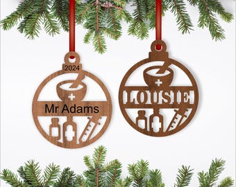 Pharmacist Christmas Ornaments SVG laser cut, instant download Pdf, Dxf, Ai and Cdr template.