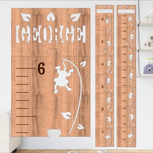 Monkey height chart for kids - personalized laser cut height ruler SVG in metric and imperial