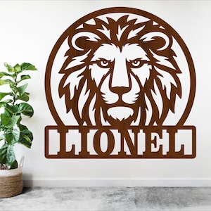 Lion name sign laser cut -SVG personalized wall art (digital download)