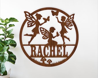 Fairies Name Sign SVG, Butterfly Fairy laser cut Nursery sign (digital download)
