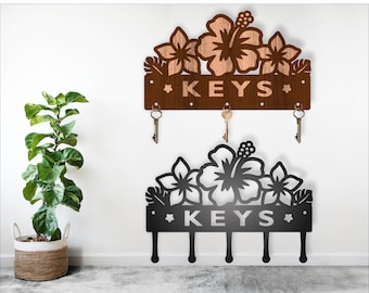 Tropical Flower Key Holder Laser Cut File (Digital Download)