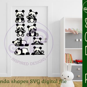 Panda Animal Laser Cut File Shapes. 8 Two Layer Vector Files SVG, Ai ...