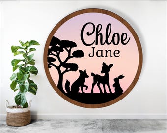 Woodland Animals Personalized Name Sign: Laser Cut SVG (Digital Download)