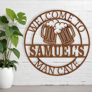 Man Cave personalized Beer wall Sign: Laser Cut Vector Template (Digital Download)