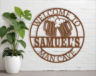 Man Cave personalized Beer wall Sign: Laser Cut Vector Template (Digital Download)