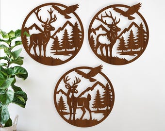 Deer and Elk Wall sign bundle SVG - Laser Cut Wilderness animal decor (Digital Download)