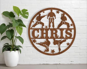 Karate Name Sign: Martial Arts Wall Decor, Laser Cut Template (Digital Download)