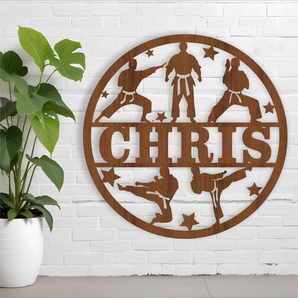 Karate Name Sign: Martial Arts Wall Decor, Laser Cut Template (Digital Download)