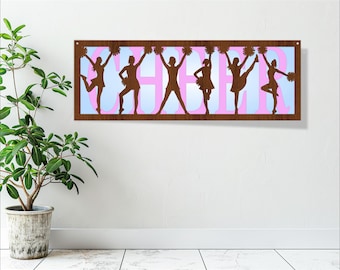 Cheerleading wall art, SVG file. vector file ai, cdr, dxf instant download digital design, laser cut, wall art dancer theme