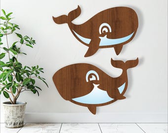 Whale cut outs laser cut file, shapes. vector file SVG, ai, cdr, dxf and Pdf instant download layered shape cut out