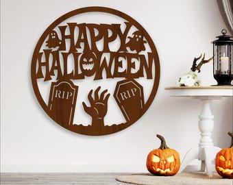 Happy Halloween Wall Sign: Laser Cut Vector File (Digital Download)