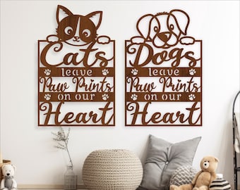 Cat and Dog Paw Prints Wall Art SVG: Laser Cut Files (Digital Download)