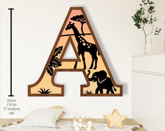 Safari Animal Letter Wall Art: Laser Cut Sign Template (Digital Download)