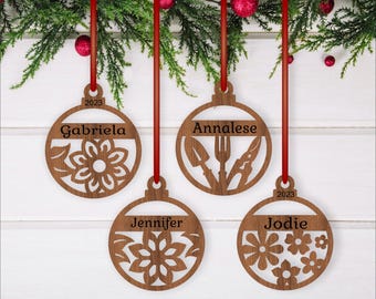 Flower Gardening Christmas Ornaments: Laser Cut SVG Template (Digital Download)